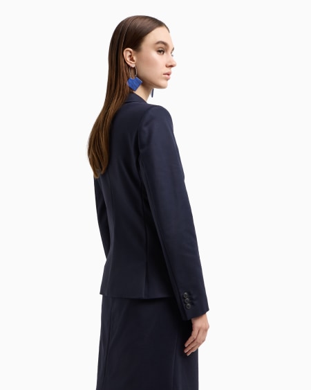 Armani Blazer de abotonadura sencilla de algodón elástico compacto 2025