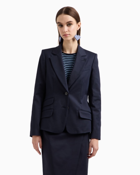 Armani Blazer de abotonadura sencilla de algodón elástico compacto 2025