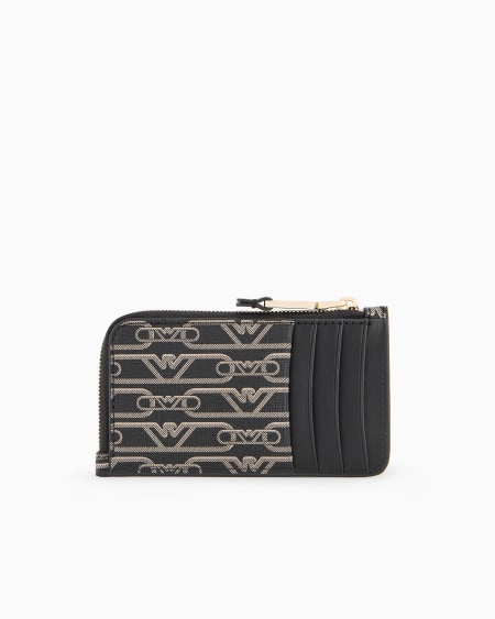Armani Tarjetero con cremallera perimetral y estampado integral de monograma Outlet