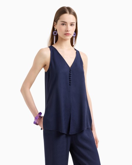 Armani Top con escote de pico de viscosa texturizada Rebajas baratas