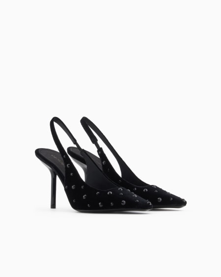Armani Zapato de salón destalonado de terciopelo con strass Descuento