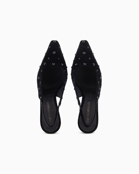 Armani Zapato de salón destalonado de terciopelo con strass Descuento