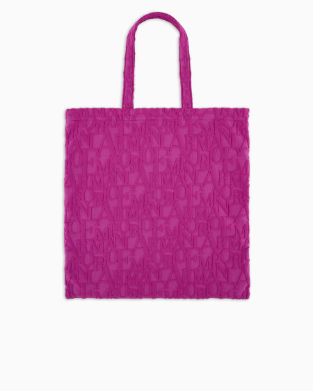Armani Bolso shopper de playa de tejido con logotipo resaltado tridimensional ÚLTIMAS EDICIONES