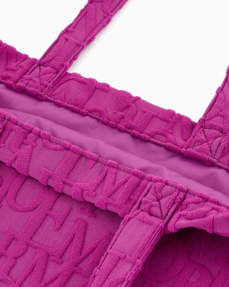 Armani Bolso shopper de playa de tejido con logotipo resaltado tridimensional ÚLTIMAS EDICIONES