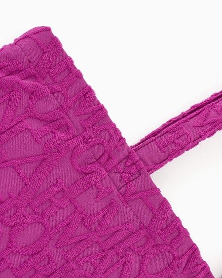 Armani Bolso shopper de playa de tejido con logotipo resaltado tridimensional ÚLTIMAS EDICIONES