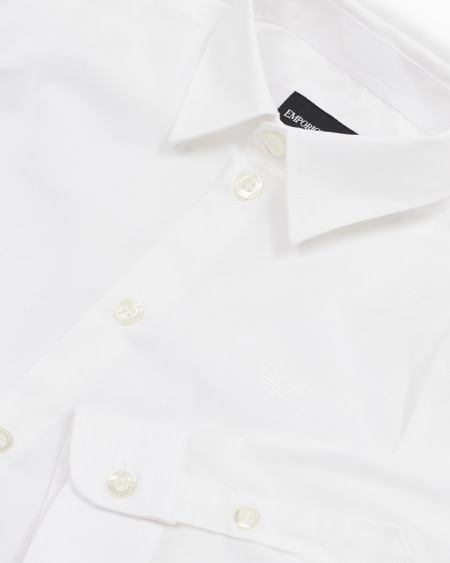 Armani Camisa de popelina con bordado de águila a tono Promoción por tiempo limitado