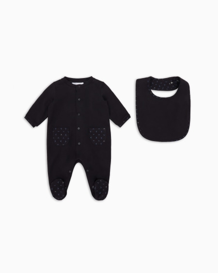 Armani Conjunto para regalo compuesto por mono y babero con motivo de águilas con efecto óptico