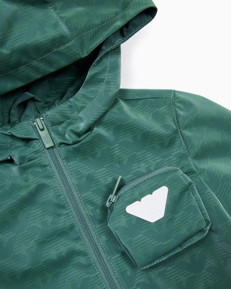 Armani Chaqueta de nailon con capucha y motivo integral de águila Libre de impuestos