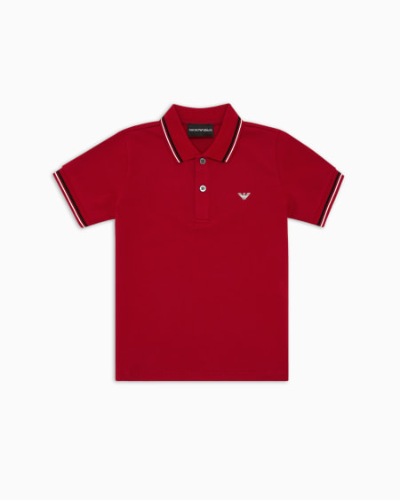 Armani Polo de piqué elástico con bordes a rayas Descuentos del mes