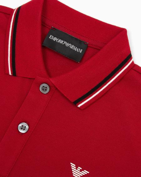 Armani Polo de piqué elástico con bordes a rayas Descuentos del mes
