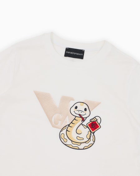 Armani Camiseta de punto de mezcla de lyocell con estampado de serpiente ASV Grandes ahorros