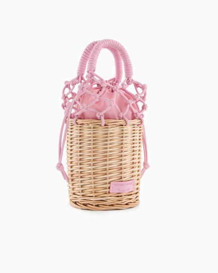 Armani Bolso cubo de mimbre trenzado Devoluciones gratuitas