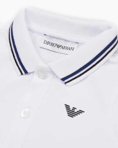 Armani Polo de piqué elástico con bordes a rayas Outlet online