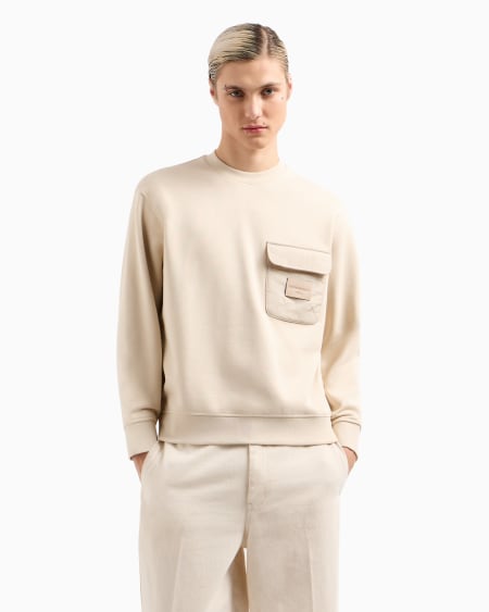 Armani Sudadera de punto de felpa con bolsillo acolchado y parche con logotipo Rebajas de fábrica
