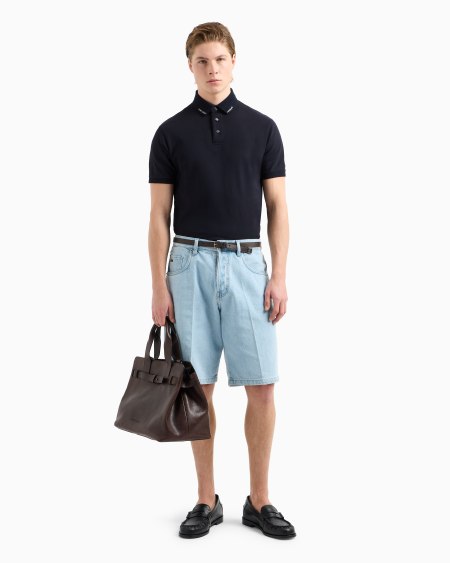 Armani Polo de punto con logotipo en el cuello Ventas relámpago