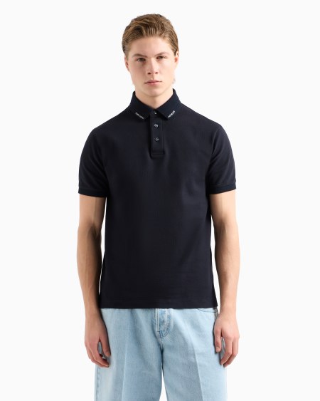 Armani Polo de punto con logotipo en el cuello Ventas relámpago