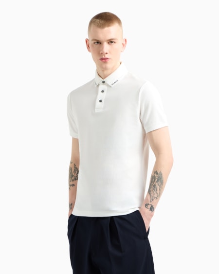 Armani Polo de punto con logotipo en el cuello Rebajas online