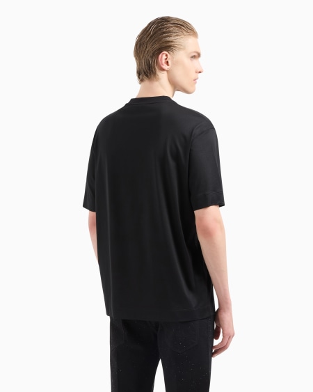 Armani Camiseta de punto de mezcla de lyocell con parche de águila con strass Clubwear ASV COMPRAR AHORA