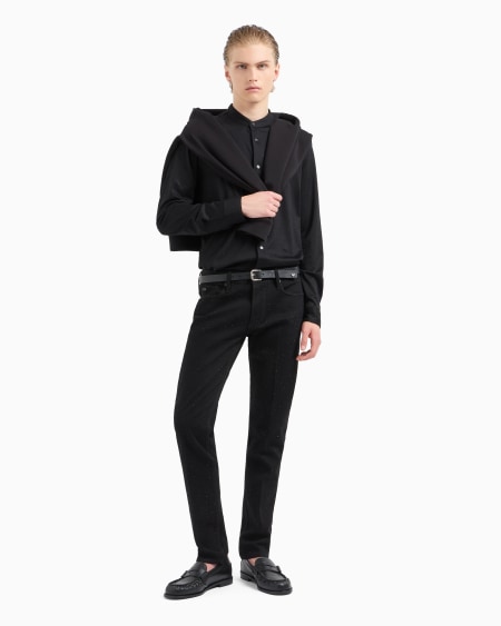Armani Camisa con cuello de tira de punto de mezcla de lyocell con aplicación integral de strass Clubwear ASV Último día