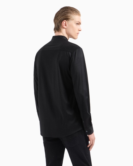 Armani Camisa con cuello de tira de punto de mezcla de lyocell con aplicación integral de strass Clubwear ASV Último día