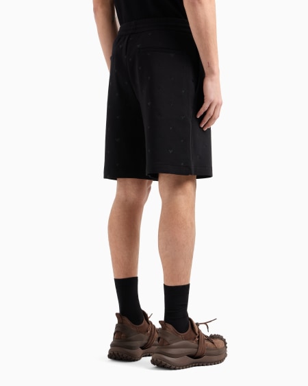 Armani Bermudas de punto doble con microáguilas bordadas por toda la prenda Promoción por tiempo limitado