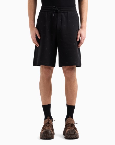 Armani Bermudas de punto doble con microáguilas bordadas por toda la prenda Promoción por tiempo limitado