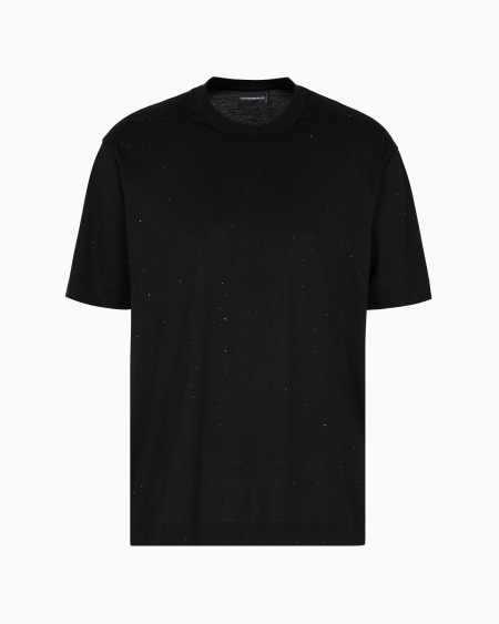 Armani Camiseta de punto de mezcla de lyocell con aplicación integral de strass Clubwear ASV
