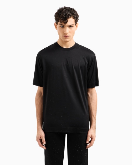 Armani Camiseta de punto de mezcla de lyocell con aplicación integral de strass Clubwear ASV Solo hoy