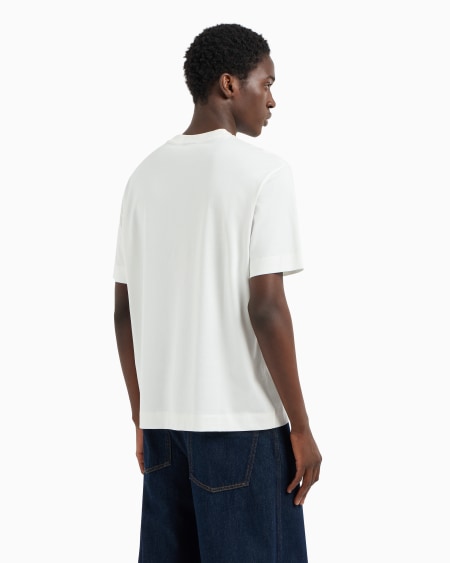 Armani Camiseta de punto con estampado flocado con forma de águila Oferta especial de fábrica