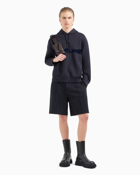 Armani Sudadera con capucha de punto doble con estampado flocado con forma de águila Promoción trimestral