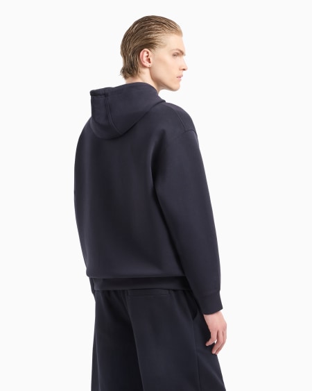 Armani Sudadera con capucha de punto doble con estampado flocado con forma de águila Promoción trimestral