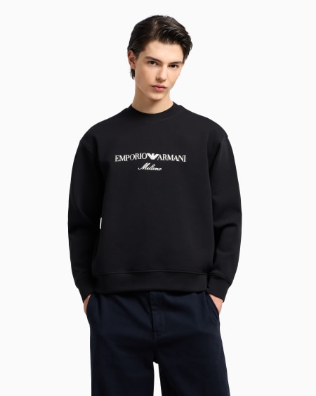 Armani Sudadera de punto doble con logotipo bordado Limitado a 3 días