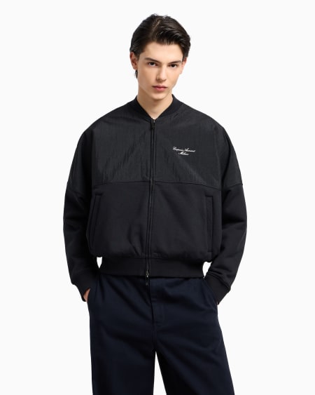 Armani Sudadera tipo cárdigan de nailon y punto de felpa con logotipo bordado Ahorra y exporta