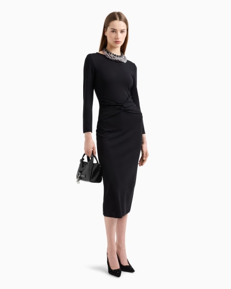 Armani Vestido con detalle trenzado de punto Milano Descuento por venta flash