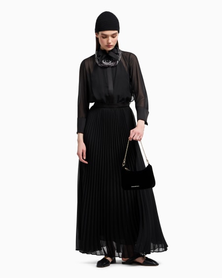 Armani Vestido largo efecto dos piezas de georgette técnico Grandes ahorros