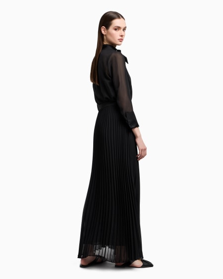 Armani Vestido largo efecto dos piezas de georgette técnico Grandes ahorros