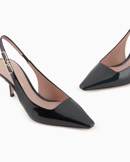Armani Zapato de salón destalonado de charol con placa de águila Precio ultrabajo