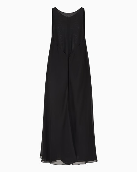 Armani Vestido largo con panel delantero de georgette técnico