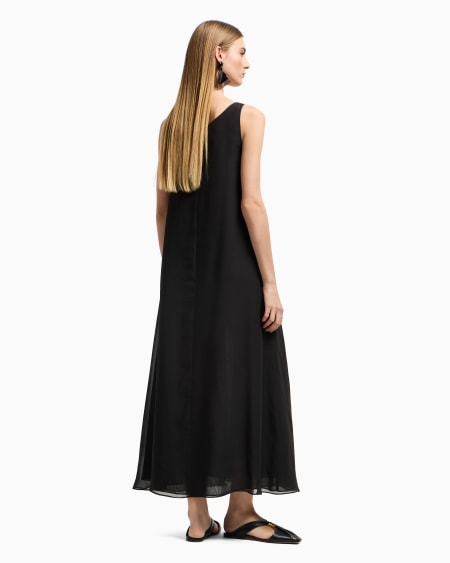 Armani Vestido largo con panel delantero de georgette técnico Devoluciones gratuitas