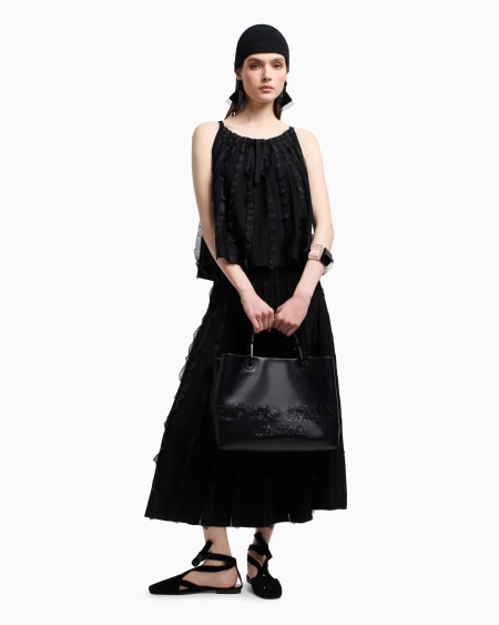 Armani Top de punto de viscosa con volantes Ofertas