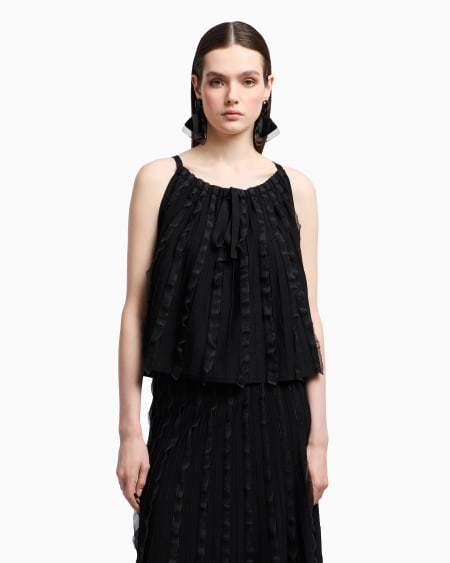 Armani Top de punto de viscosa con volantes Ofertas