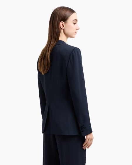 Armani Blazer de abotonadura sencilla confeccionado en mezcla de acetato con fantasía chevrón Icon Rebajas baratas