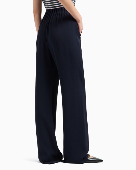 Armani Pantalones con cintura fruncida en mezcla de acetato con fantasía chevrón Icon Rebajas de fábrica