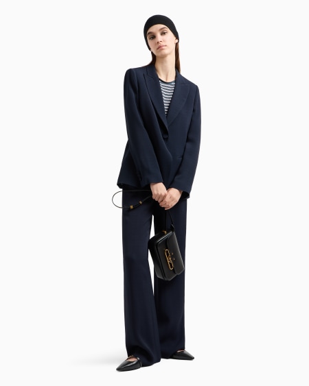 Armani Pantalones con cintura fruncida en mezcla de acetato con fantasía chevrón Icon Rebajas de fábrica
