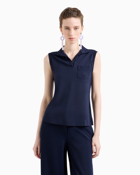 Armani Top en punto de crepé con trama de micropiqué Icon Los más vendidos