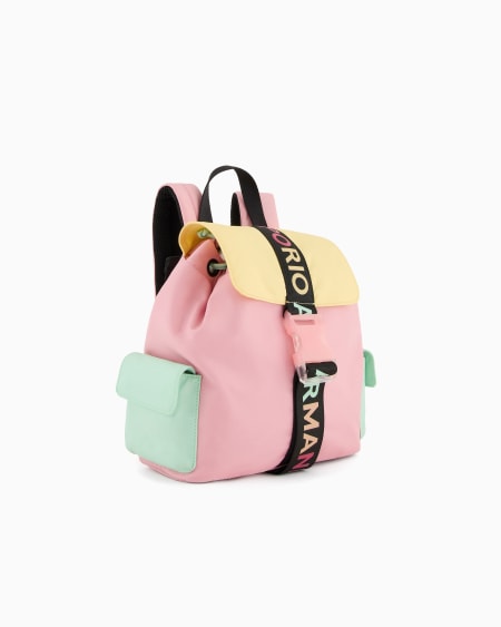 Armani Mochila de nailon con detalles de bloques de color y cincha con logotipo Liquidación