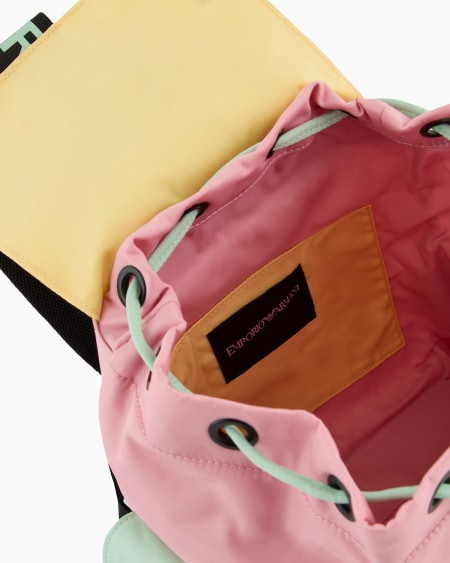 Armani Mochila de nailon con detalles de bloques de color y cincha con logotipo Liquidación