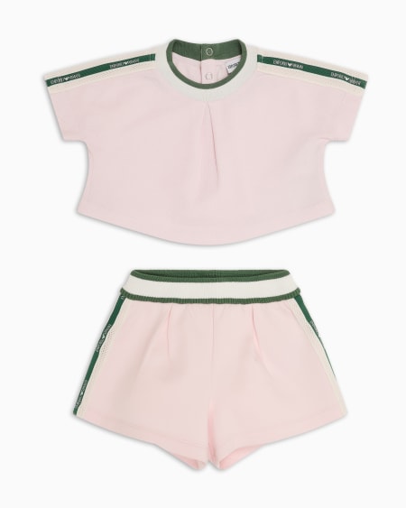 Armani Conjunto de camiseta y pantalones cortos de punto con cinta con logotipo Últimos 2 días