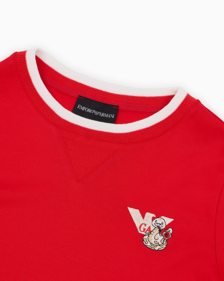 Armani Camiseta de punto de mezcla de lyocell con logotipo bordado ASV Precio de fábrica