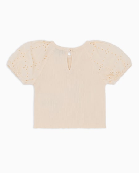 Armani Camiseta con mangas abullonadas efecto sangallo Grandes descuentos